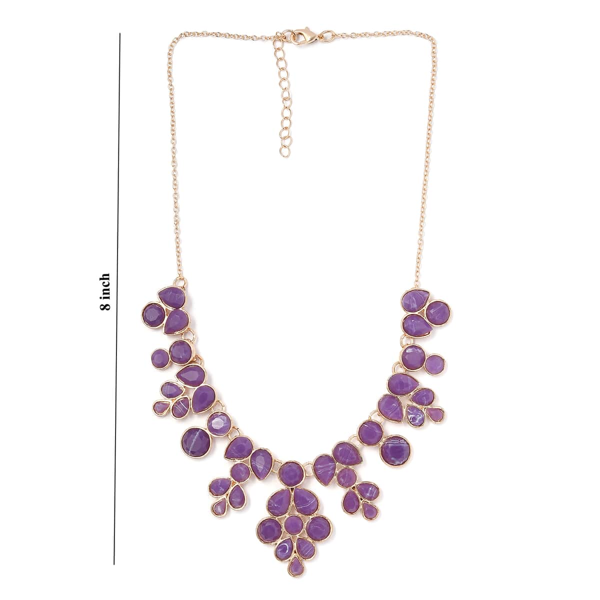Purple Resin Statement Necklace 17-20 Inches in Goldtone image number 5