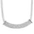 White Glass Statement Necklace 17-20 Inches in Silvertone image number 3