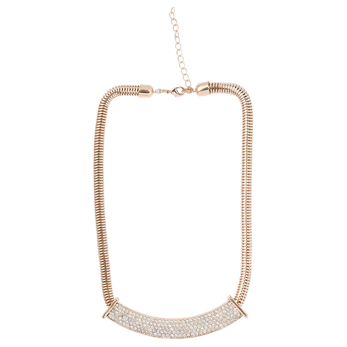 White Glass Statement Necklace 17-20 Inches in Goldtone image number 0
