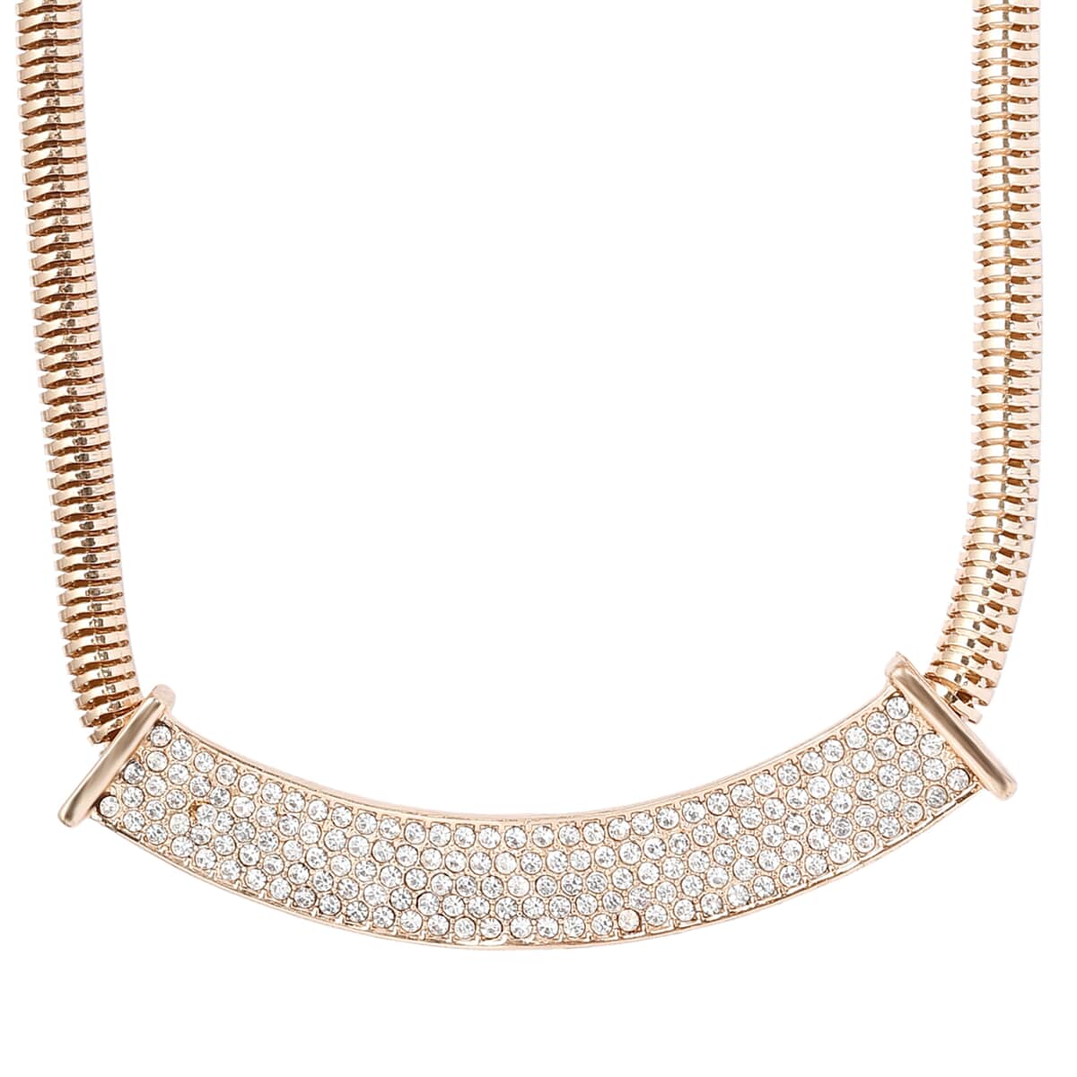White Glass Statement Necklace 17-20 Inches in Goldtone image number 3