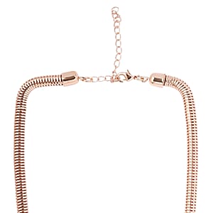 White Glass Statement Necklace 17-20 Inches in Rosetone