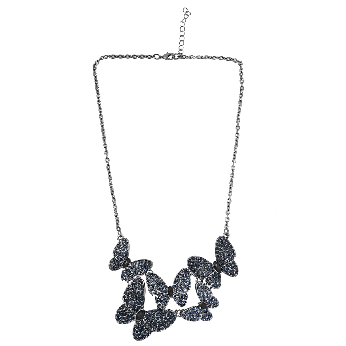 Blue Resin Statement Necklace 17-20 Inches in Black Silvertone image number 0