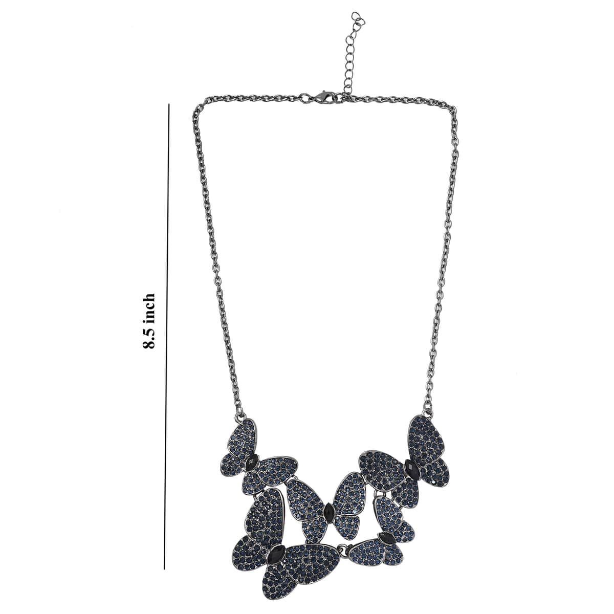 Blue Resin Statement Necklace 17-20 Inches in Black Silvertone image number 5