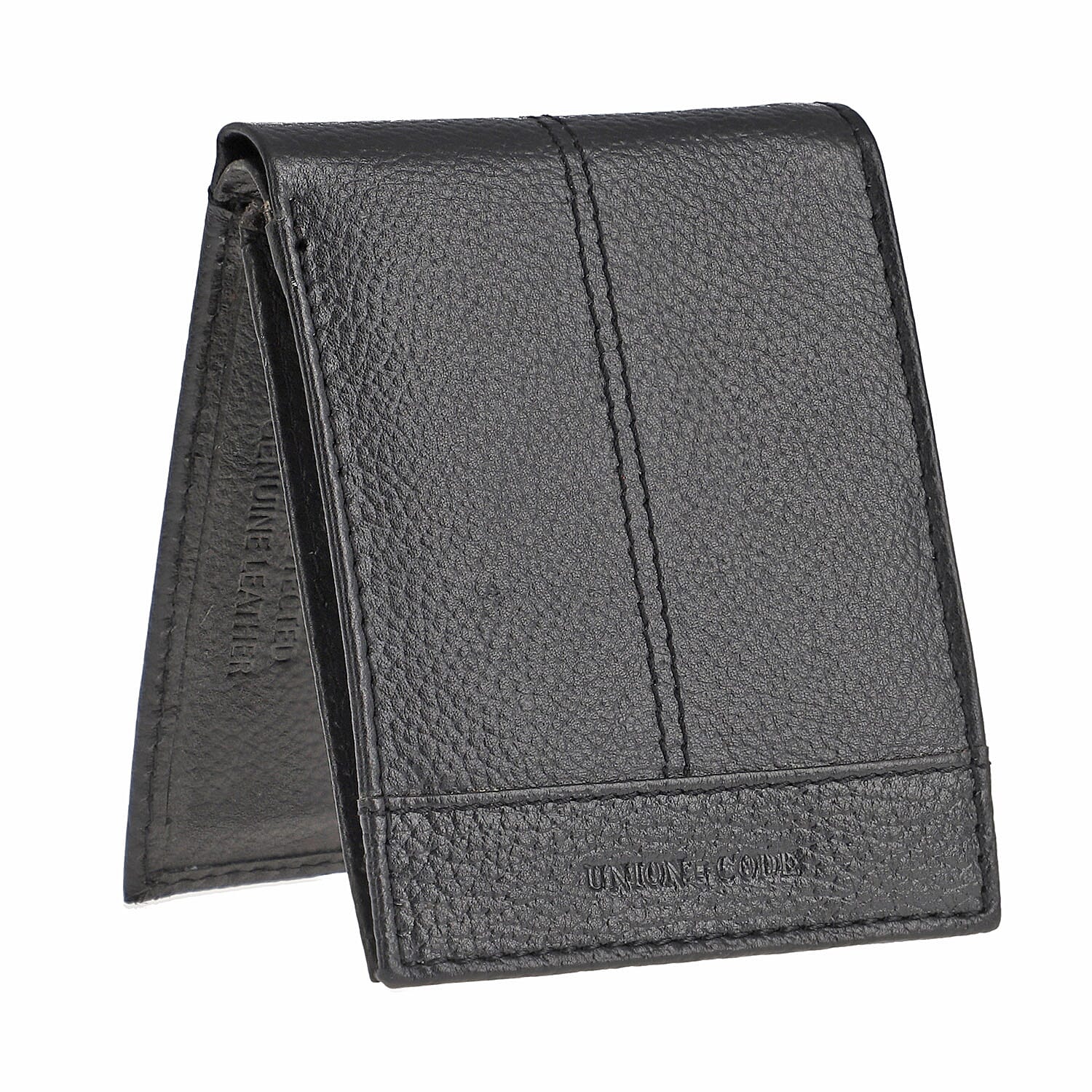 Union Code Black Genuine Leather RFID Protected Slim Minimalist Bi-Fold Men's Wallet