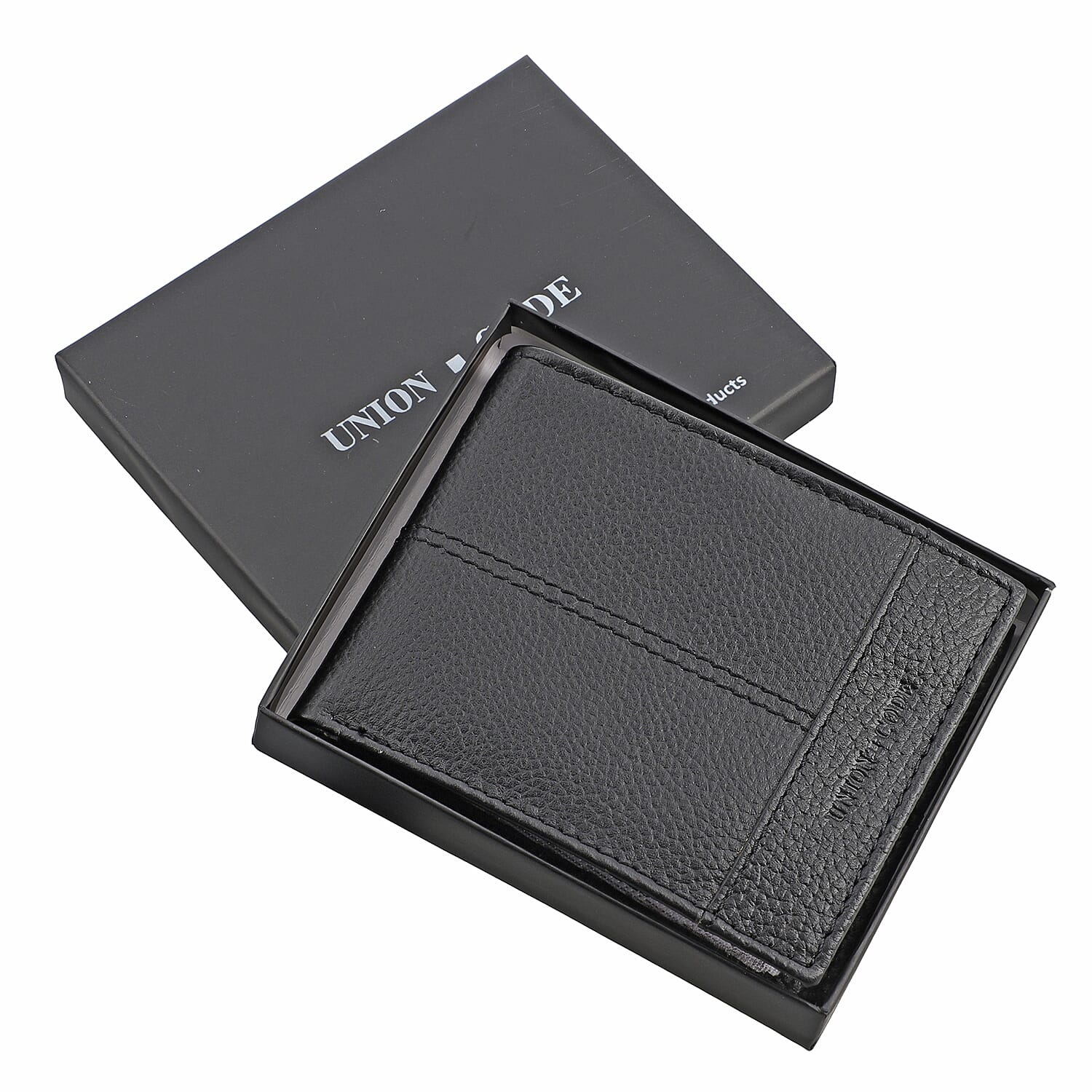 Union Code Black Genuine Leather RFID Protected Slim Minimalist Bi-Fold Men's Wallet