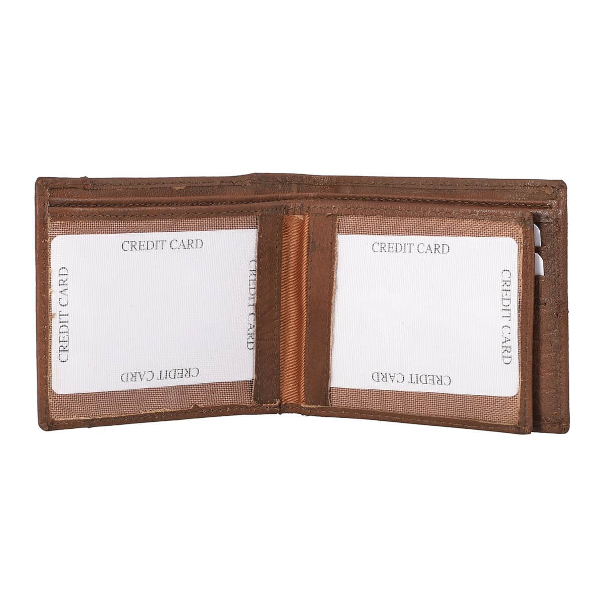 Union Code Brown Genuine Leather RFID Protected Slim Minimalist Bi-Fold Men's Wallet image number 5