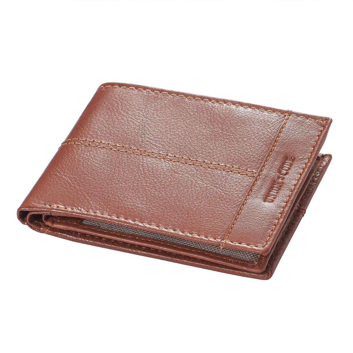 Union Code Tan Genuine Leather RFID Protected Slim Minimalist Bi-Fold Men's Wallet image number 0