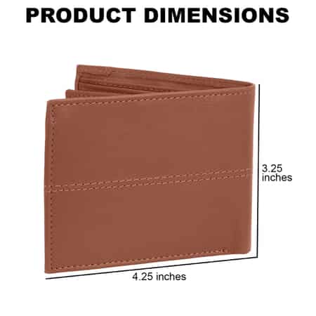 Union Code Tan Genuine Leather RFID Protected Slim Minimalist Bi-Fold Men's Wallet image number 3