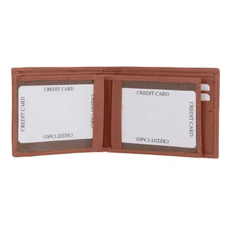 Union Code Tan Genuine Leather RFID Protected Slim Minimalist Bi-Fold Men's Wallet image number 5