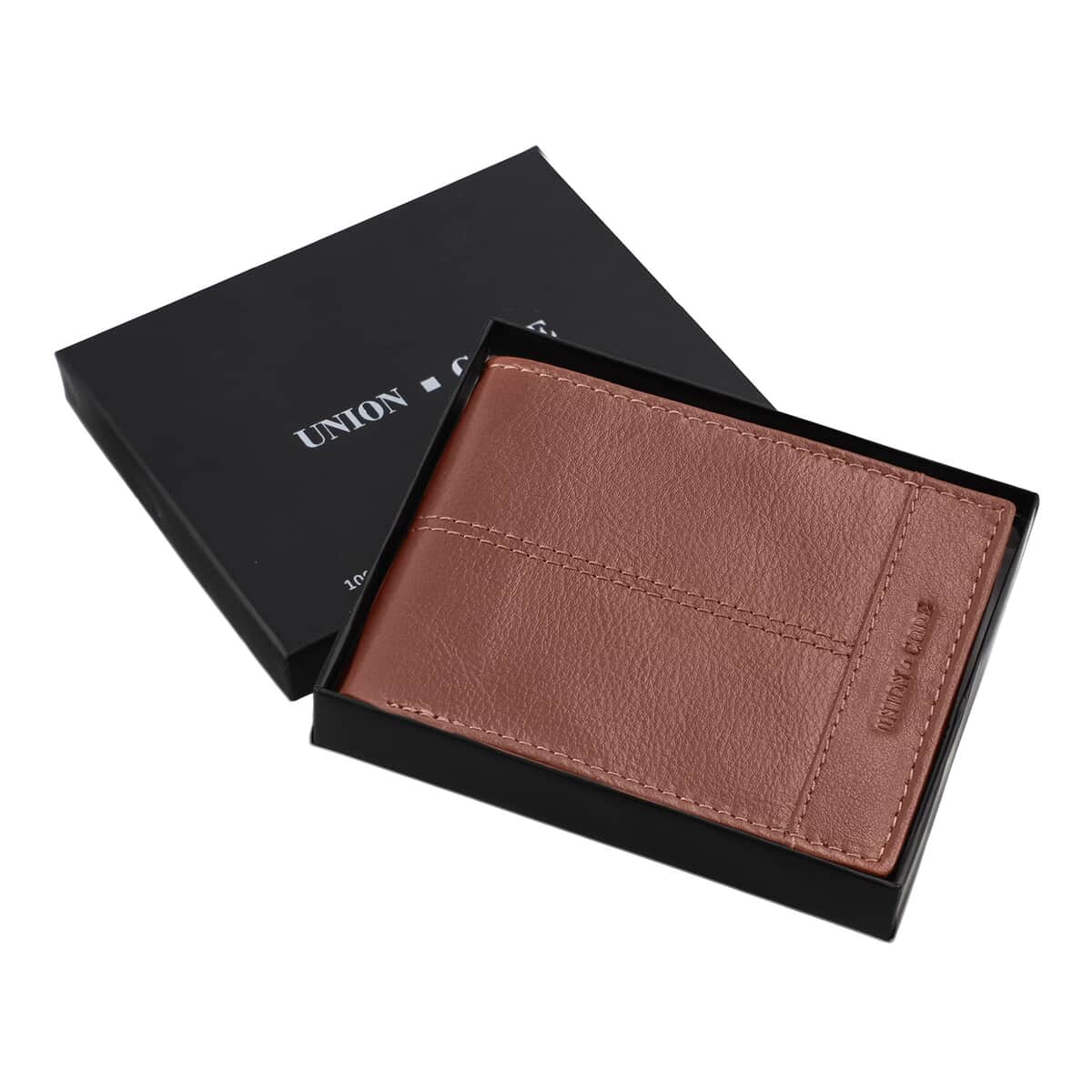 Union Code Cognac Genuine Leather RFID Protected Slim Minimalist Bi-Fold Men's Wallet image number 6
