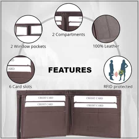 Union Code Plum Genuine Leather RFID Protected Slim Minimalist Bi-Fold Men's Wallet image number 2