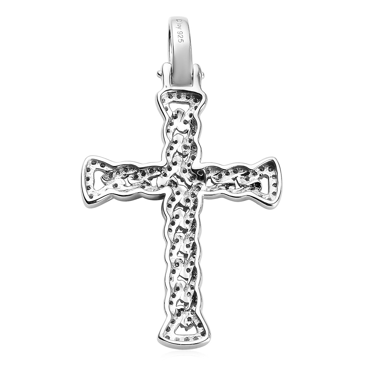 Diamond Cross Pendant in Platinum Over Sterling Silver 0.50 ctw