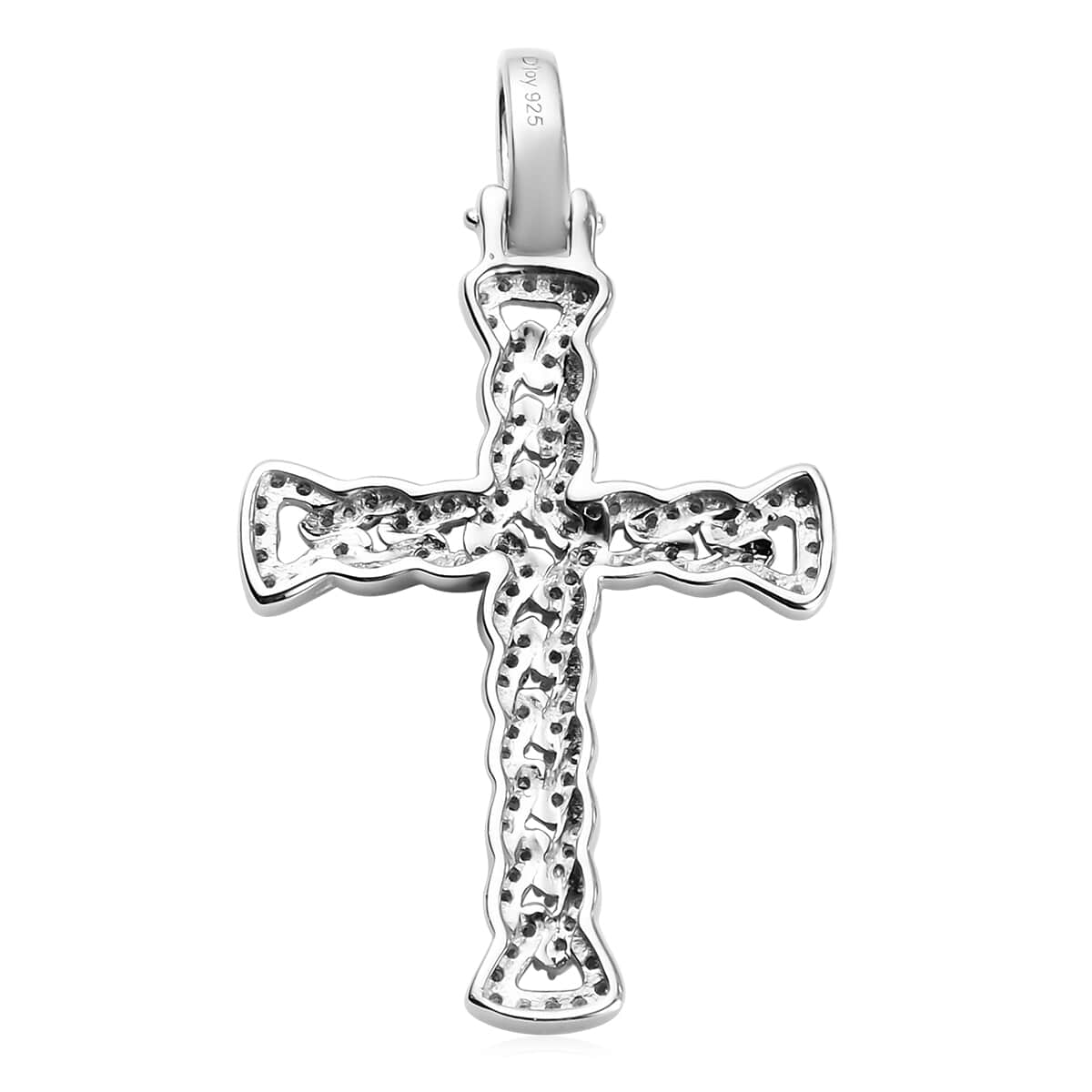 Diamond Cross Pendant in Platinum Over Sterling Silver 0.50 ctw image number 4