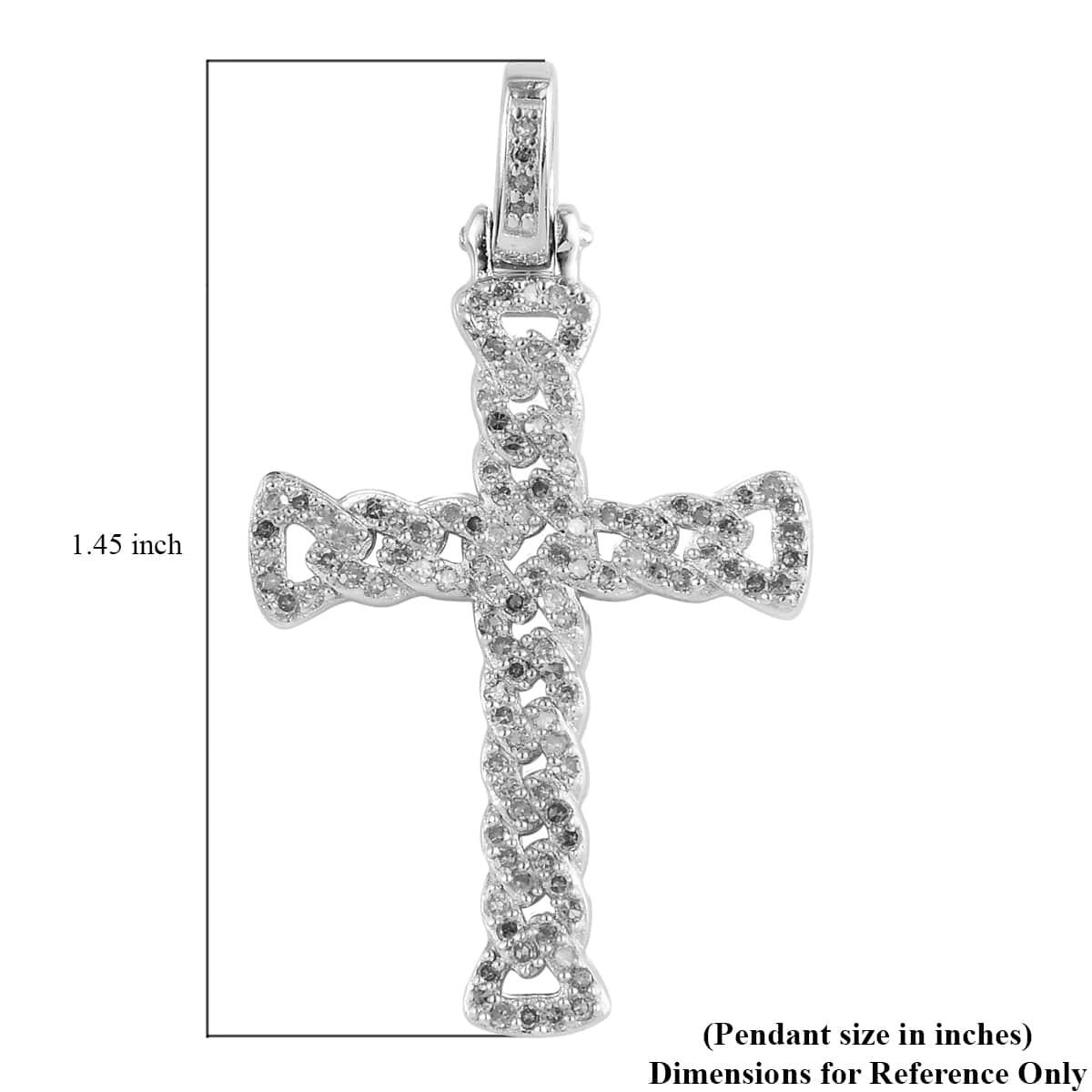 Blue Diamond (IR) Cross Pendant in Rhodium and Platinum Over Sterling Silver 0.50 ctw image number 5