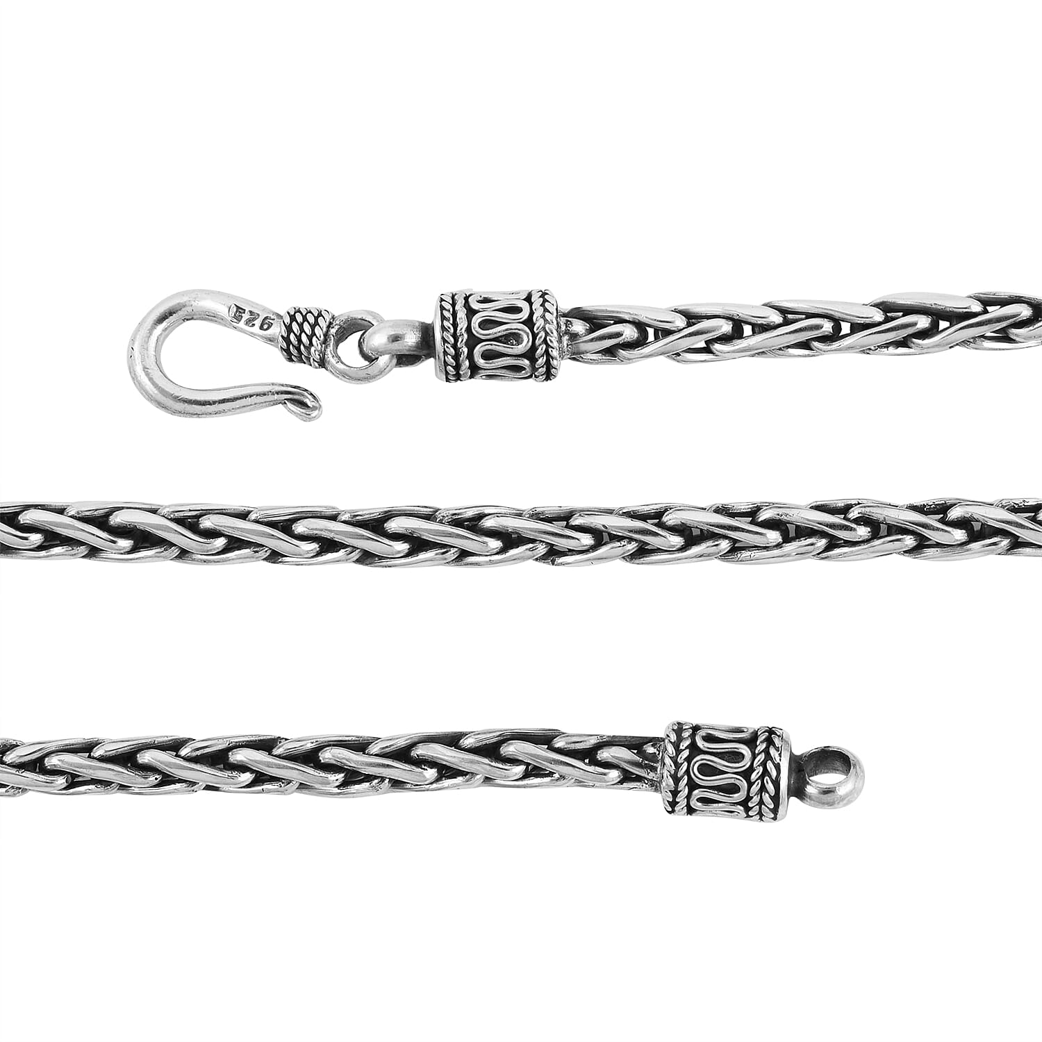 Bali Legacy Sterling Silver 3mm Padian Chain Necklace 20 Inches 23.35 Grams