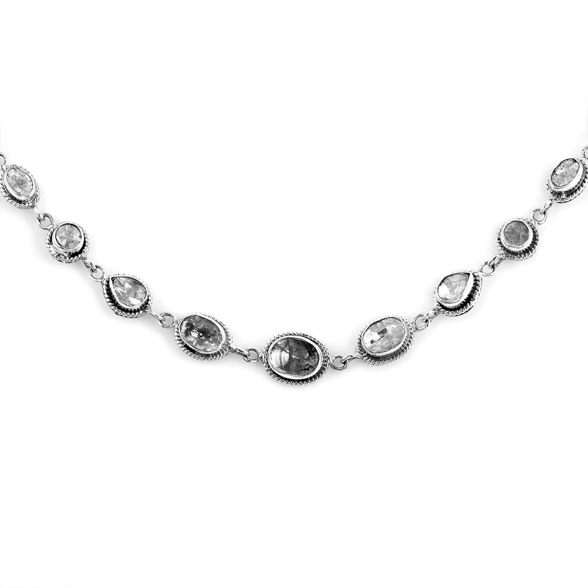 Salt and Pepper Couture Polki Diamond Toggle Clasp Necklace 22 Inches in Sterling Silver 46 Grams 10.50 ctw image number 3