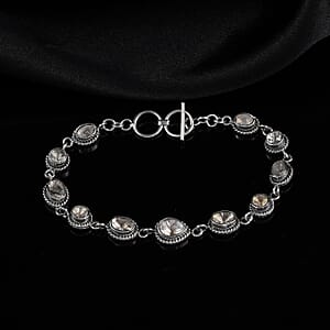 Salt and Pepper Couture Polki Diamond Toggle Clasp Bracelet in Sterling Silver (7.50-8.25In) 20 Grams 5.00 ctw