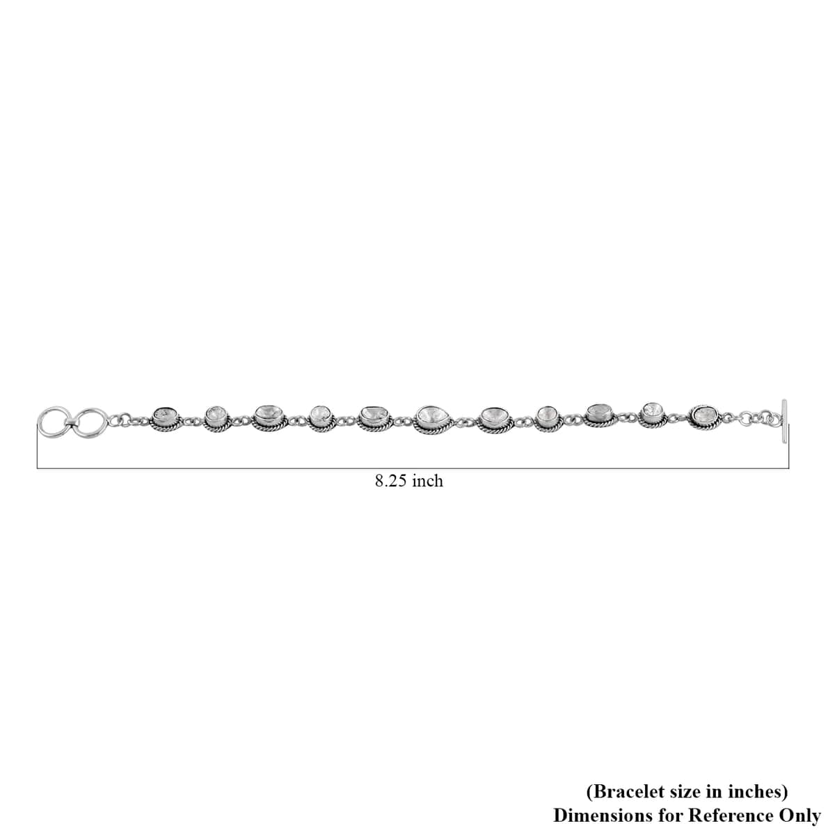 Salt and Pepper Couture Polki Diamond Toggle Clasp Bracelet in Sterling Silver (7.50-8.25In) 20 Grams 5.00 ctw image number 4