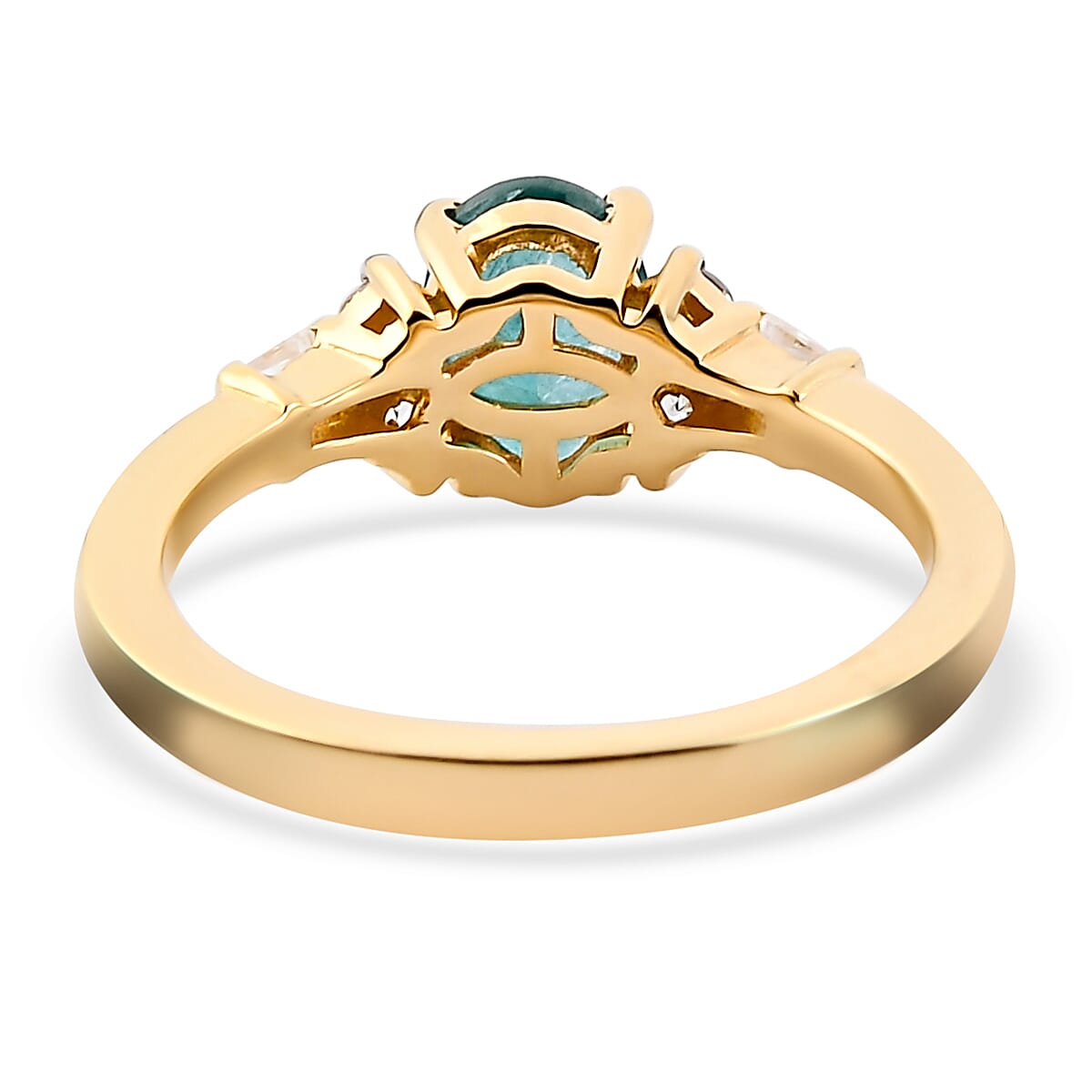 Grandidierite and White Zircon 1.20 ctw Ring in Vermeil Yellow Gold Over Sterling Silver (Size 11.5)