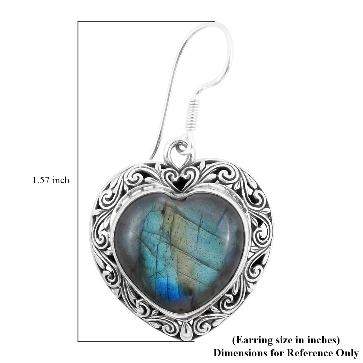 Bali Legacy Malagasy Labradorite Heart Earrings in Sterling Silver 25.00 ctw image number 4