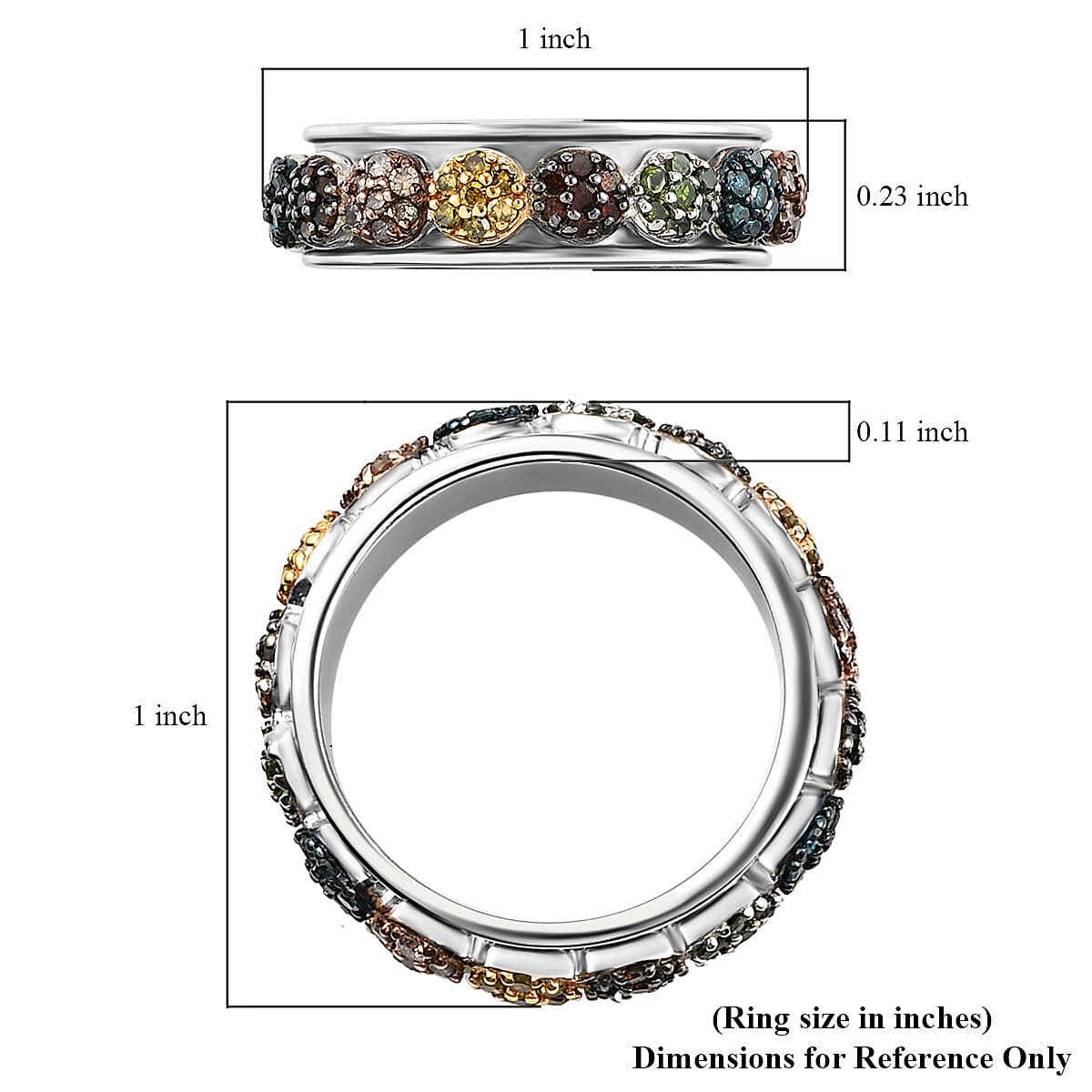 Multi Diamond Spinner Ring , Multi Diamond Floral Ring ,Rhodium and Platinum Over Sterling Silver Ring , Spinner Band Ring , Multi Diamond Ring , Diamond Fidget Ring 1.00 ctw image number 6