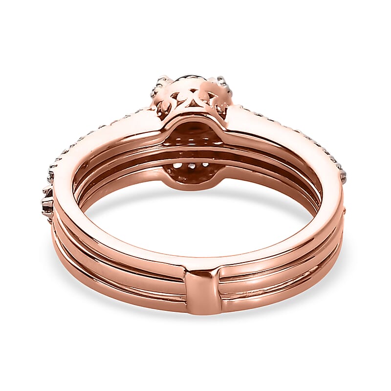 Premium Anthill Garnet and White Zircon Stackable Ring in Vermeil Rose Gold Over Sterling Silver (Size 10.0) 1.35 ctw