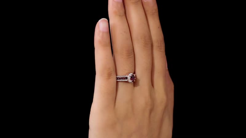 Arizona Anthill Garnet and Natural White Zircon Stackable Ring in Vermeil Rose Gold Over Sterling Silver (Size 8.0) 1.35 ctw