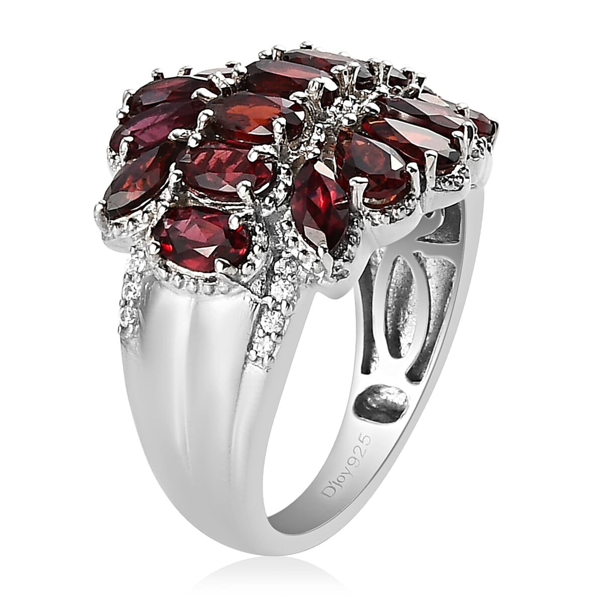 Anthill Garnet and Natural White Zircon Crown Ring in Platinum Over Sterling Silver (Size 8.0) 4.15 ctw image number 3