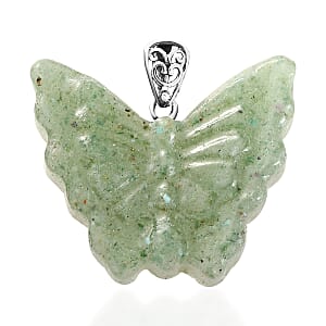 Freshened Green Aventurine Butterfly Pendant without Chain in Sterling Silver 39.00 ctw
