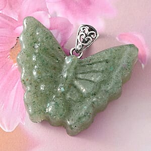 Freshened Green Aventurine Butterfly Pendant without Chain in Sterling Silver 39.00 ctw