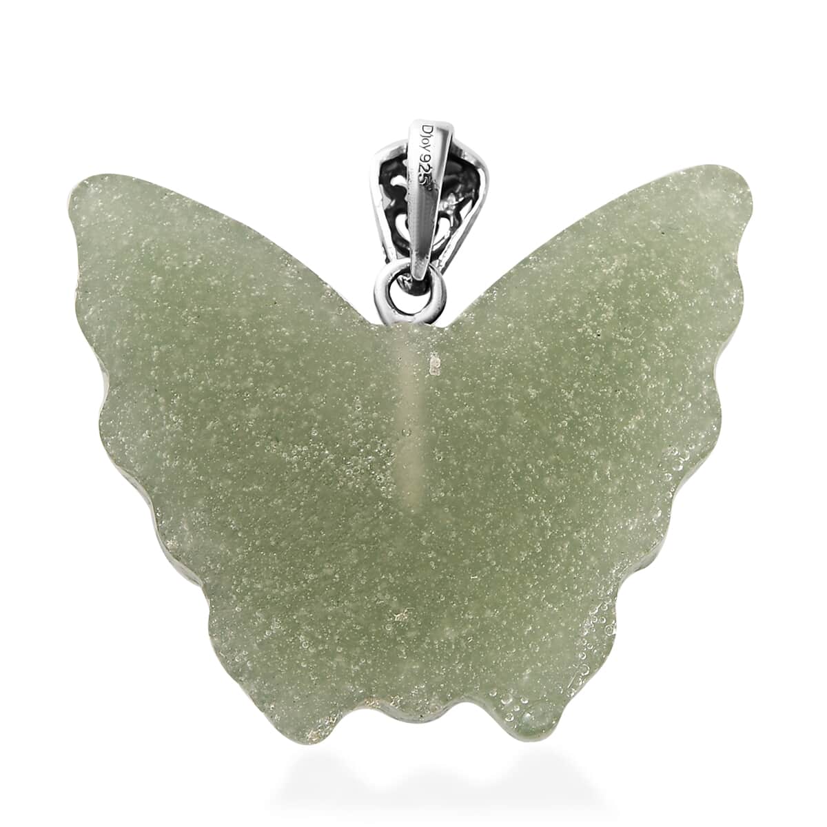 Freshened Green Aventurine Butterfly Pendant in Sterling Silver 39.00 ctw image number 3