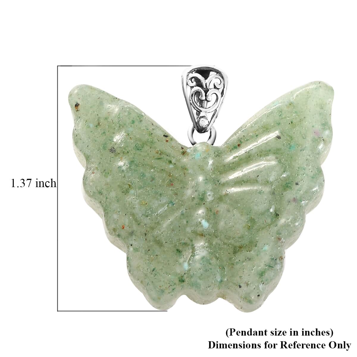 Freshened Green Aventurine Butterfly Pendant in Sterling Silver 39.00 ctw image number 4