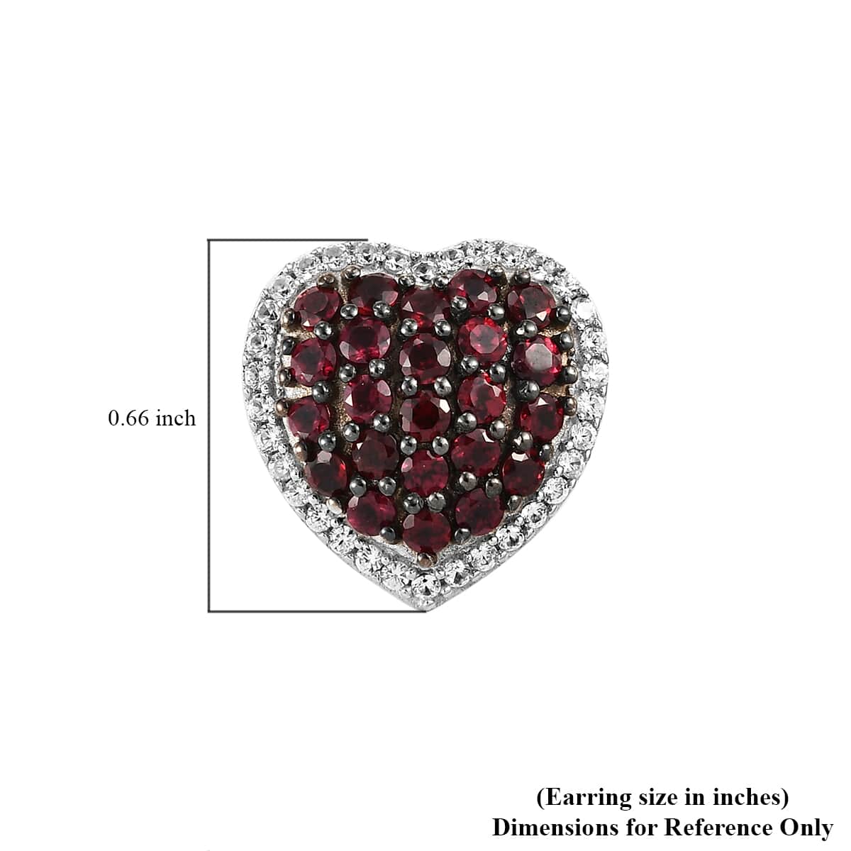 American Arizona Anthill Garnet and Natural White Zircon Heart Earrings in Platinum Over Sterling Silver 3.75 ctw image number 4