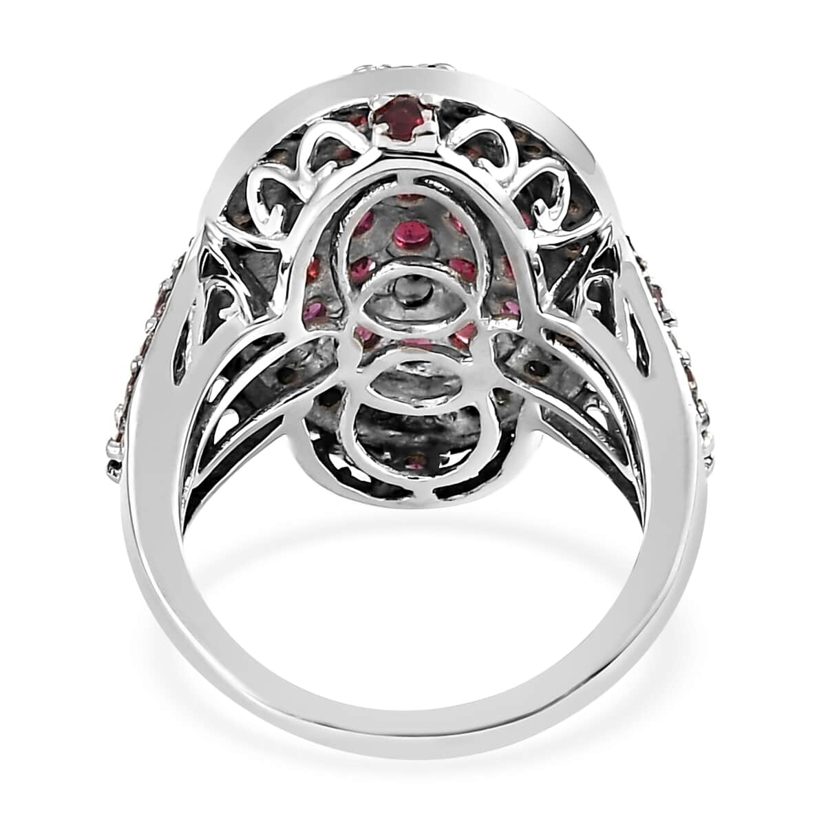 Anthill Garnet and Thai Black Spinel Cluster Ring in Platinum Over Sterling Silver (Size 6.0) 3.75 ctw image number 4