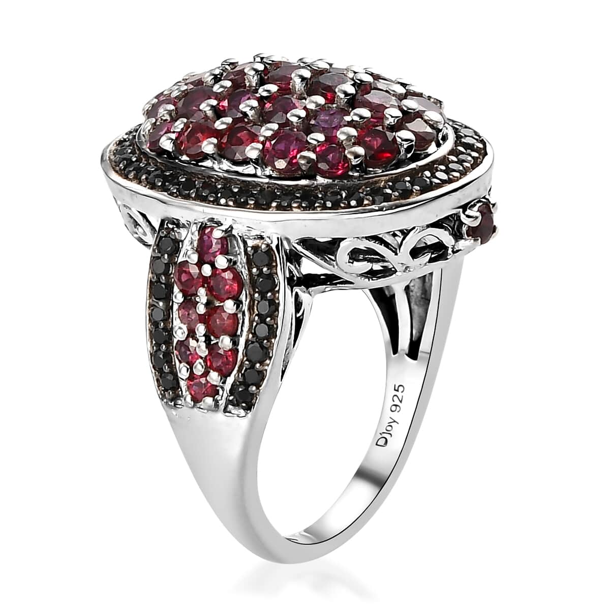 American Arizona Anthill Garnet and Thai Black Spinel Cluster Ring in Platinum Over Sterling Silver (Size 9.0) 7.15 Grams 3.75 ctw image number 3
