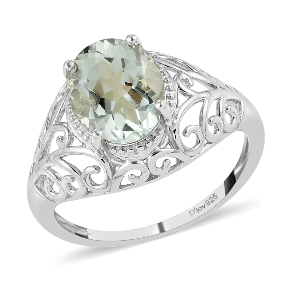 Montezuma Prasiolite Solitaire Ring in Platinum Over Sterling Silver (Size 7.0) 2.35 ctw image number 0