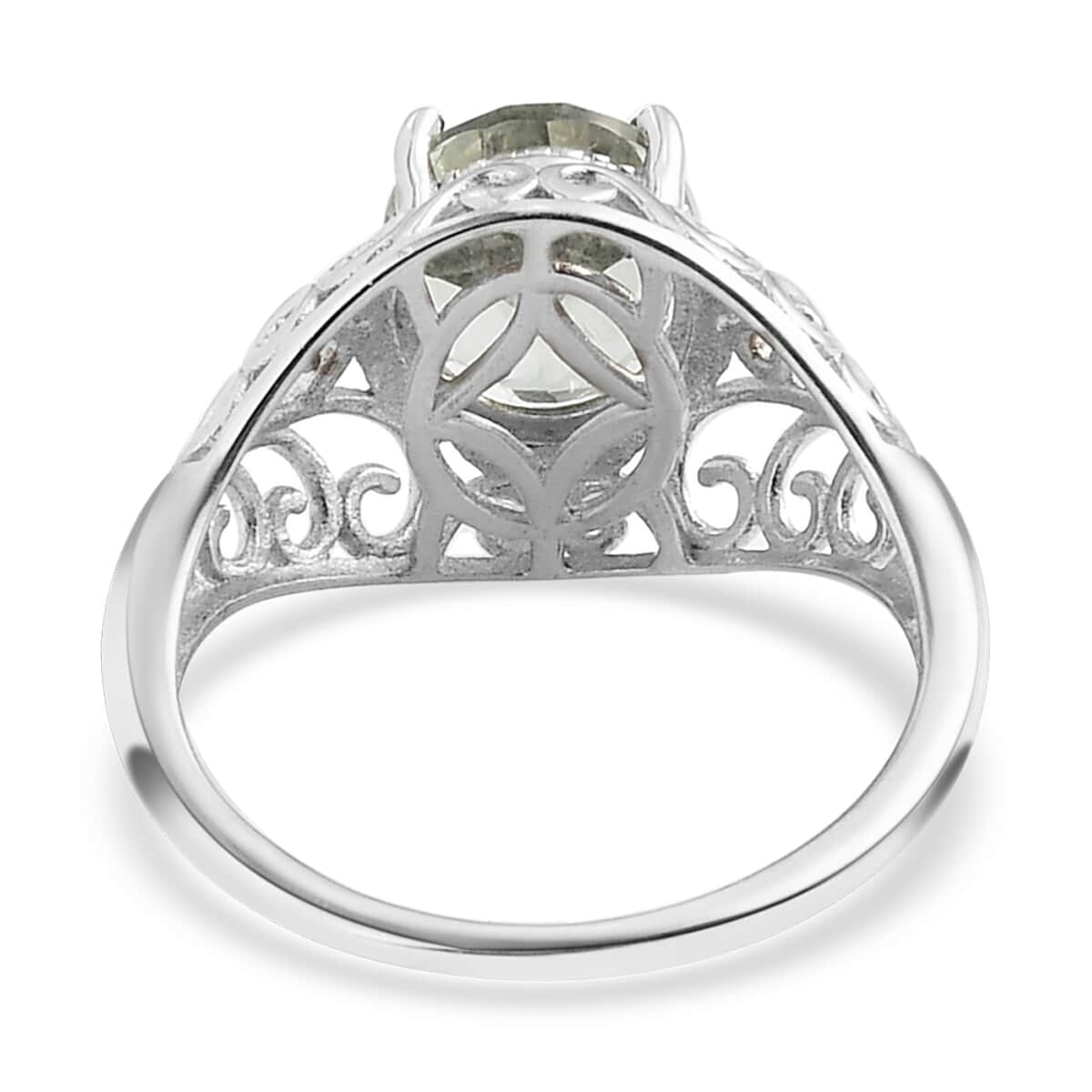 Montezuma Prasiolite Solitaire Ring in Platinum Over Sterling Silver (Size 7.0) 2.35 ctw image number 4
