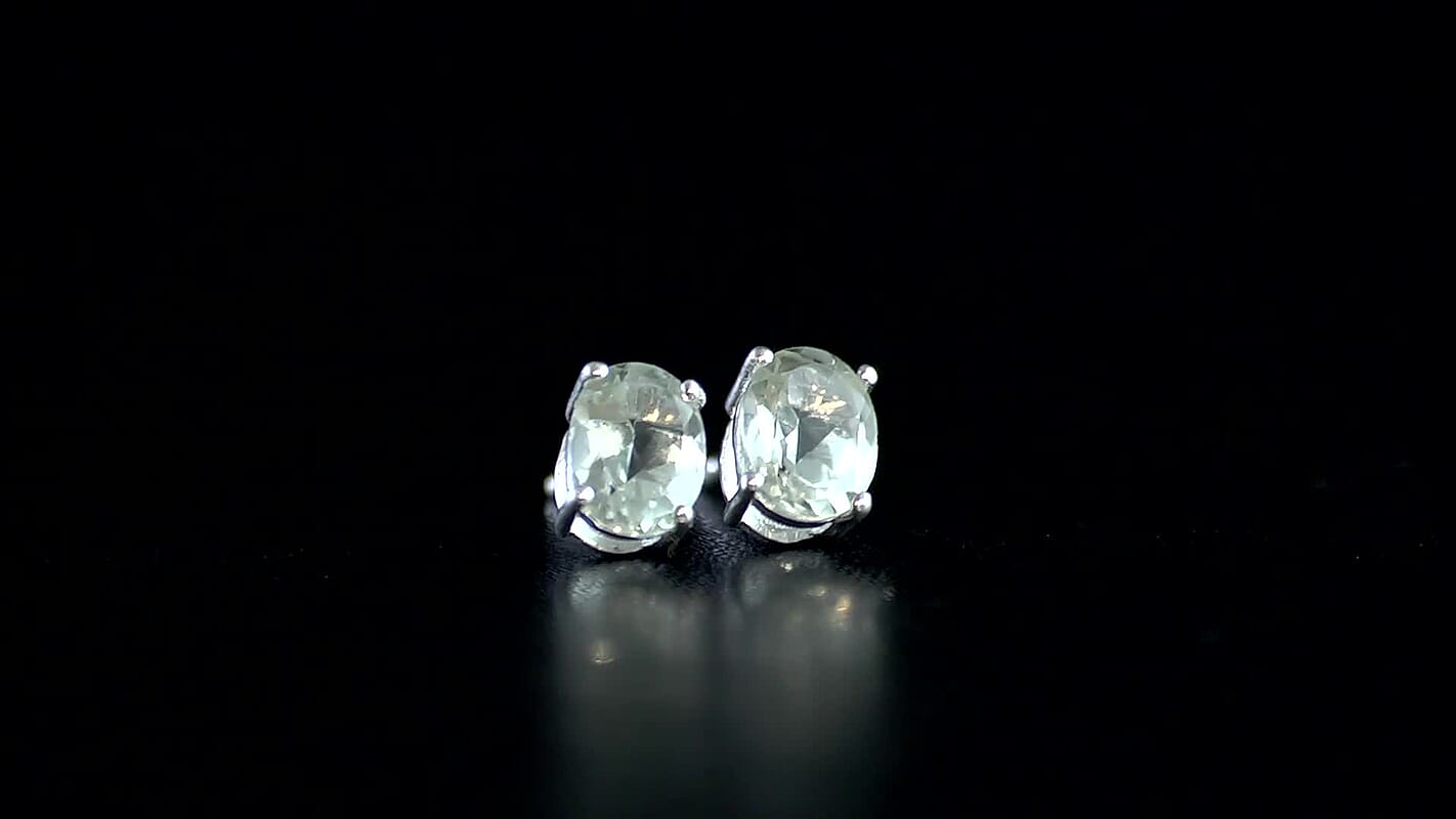 D'Joy Montezuma Prasiolite 2.25 ctw Solitaire Stud Earrings in Sterling Silver