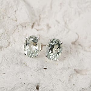 D'Joy Montezuma Prasiolite 2.25 ctw Solitaire Stud Earrings in Sterling Silver
