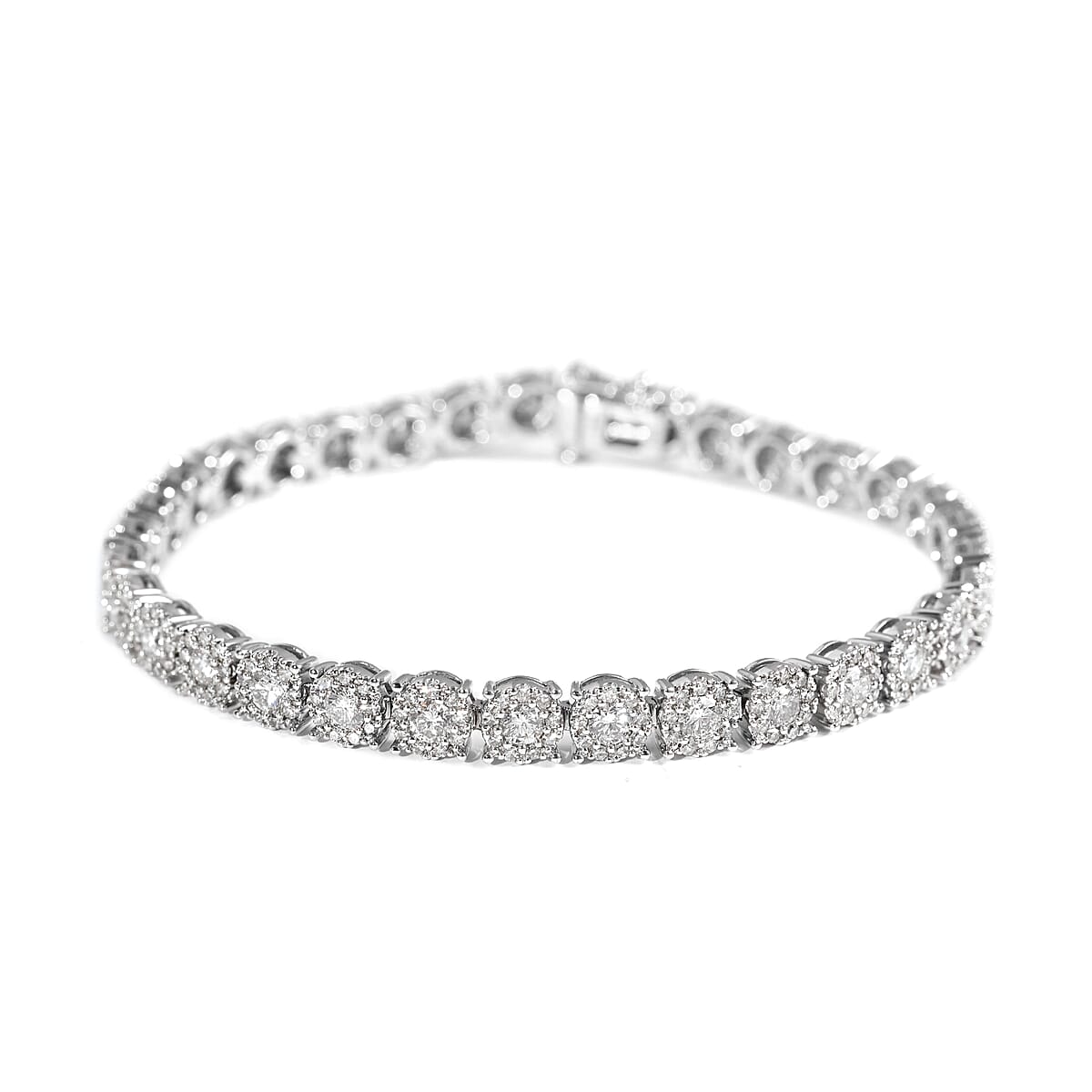 One Of A Kind NY Closeout 10K White Gold G-H I1 Diamond Tennis Bracelet (7.00 In) 13.60 Grams 5.00 ctw image number 0