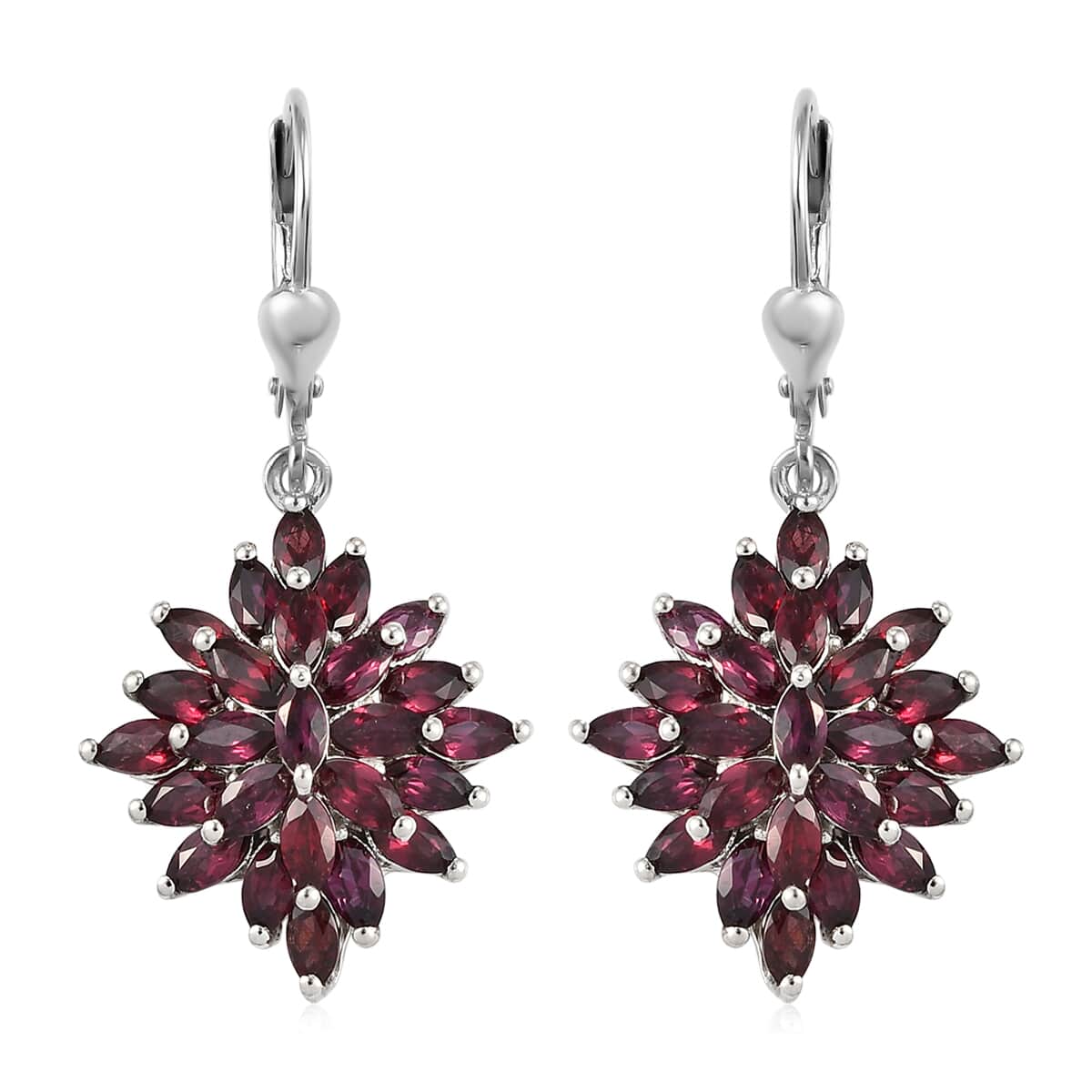 American Arizona Anthill Garnet Lever Back Spray Earrings in Platinum Over Sterling Silver 4.85 ctw image number 0