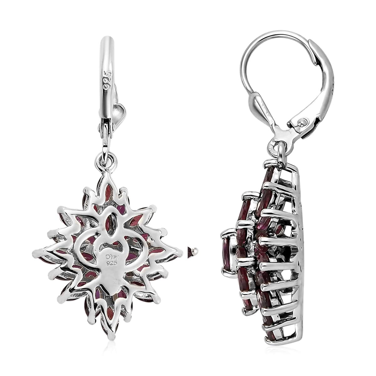 American Arizona Anthill Garnet Lever Back Spray Earrings in Platinum Over Sterling Silver 4.85 ctw image number 3