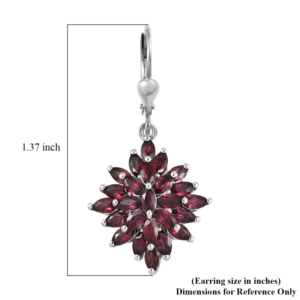 American Arizona Anthill Garnet Lever Back Spray Earrings in Platinum Over Sterling Silver 4.85 ctw image number 4
