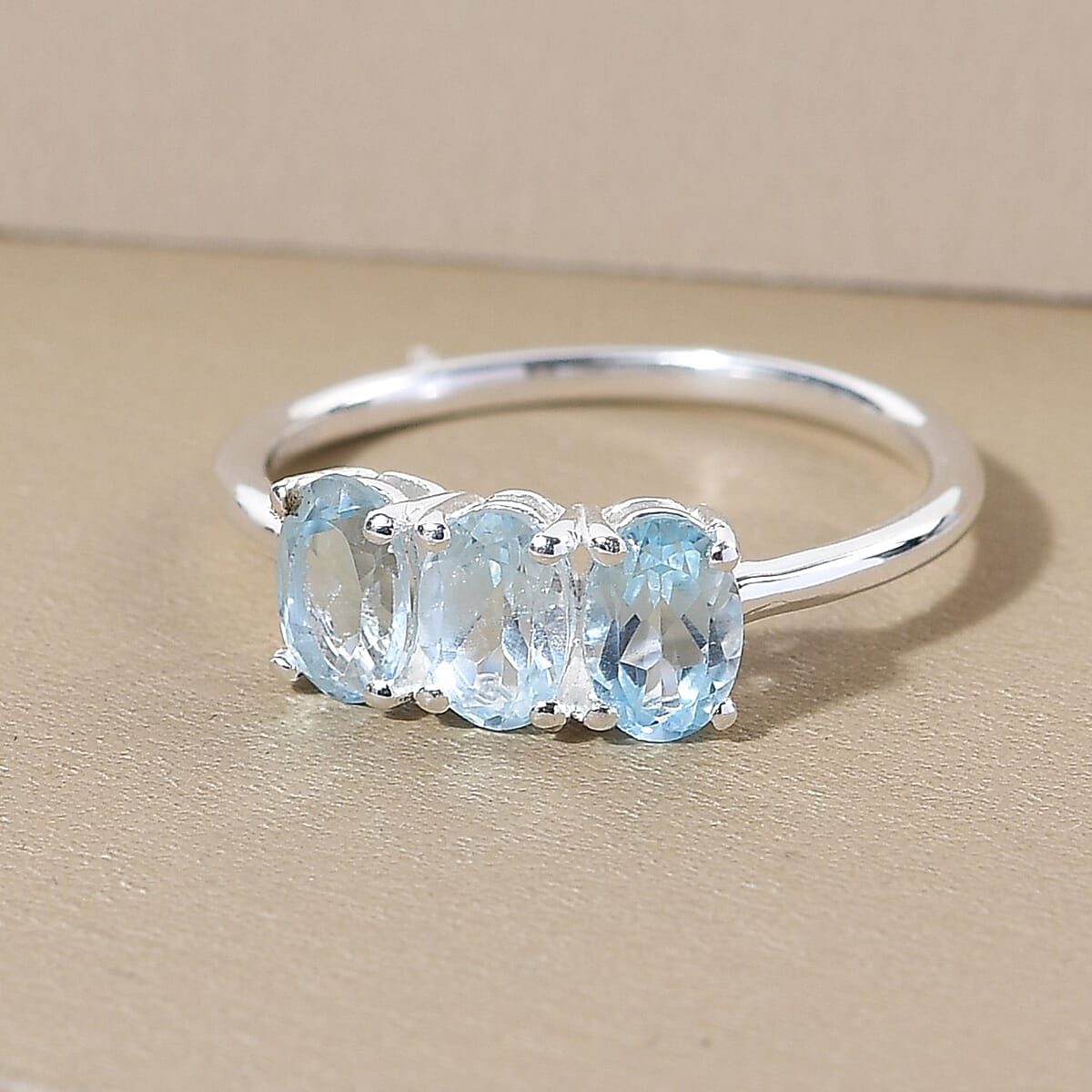 Sky Blue Topaz 3 Stone Ring in Sterling Silver (Size 10.0) 1.75 ctw image number 1