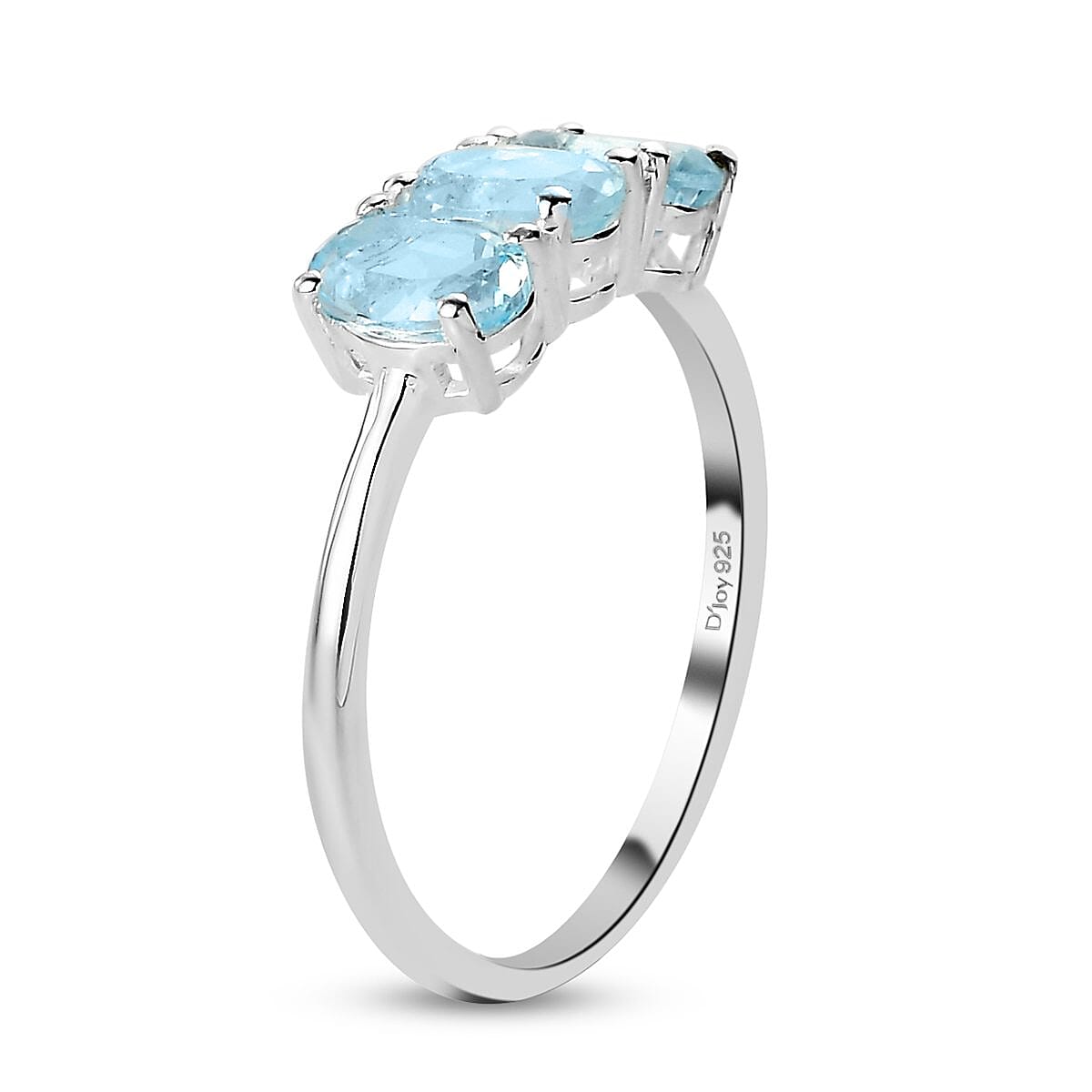 Sky Blue Topaz 3 Stone Ring in Sterling Silver (Size 10.0) 1.75 ctw image number 3