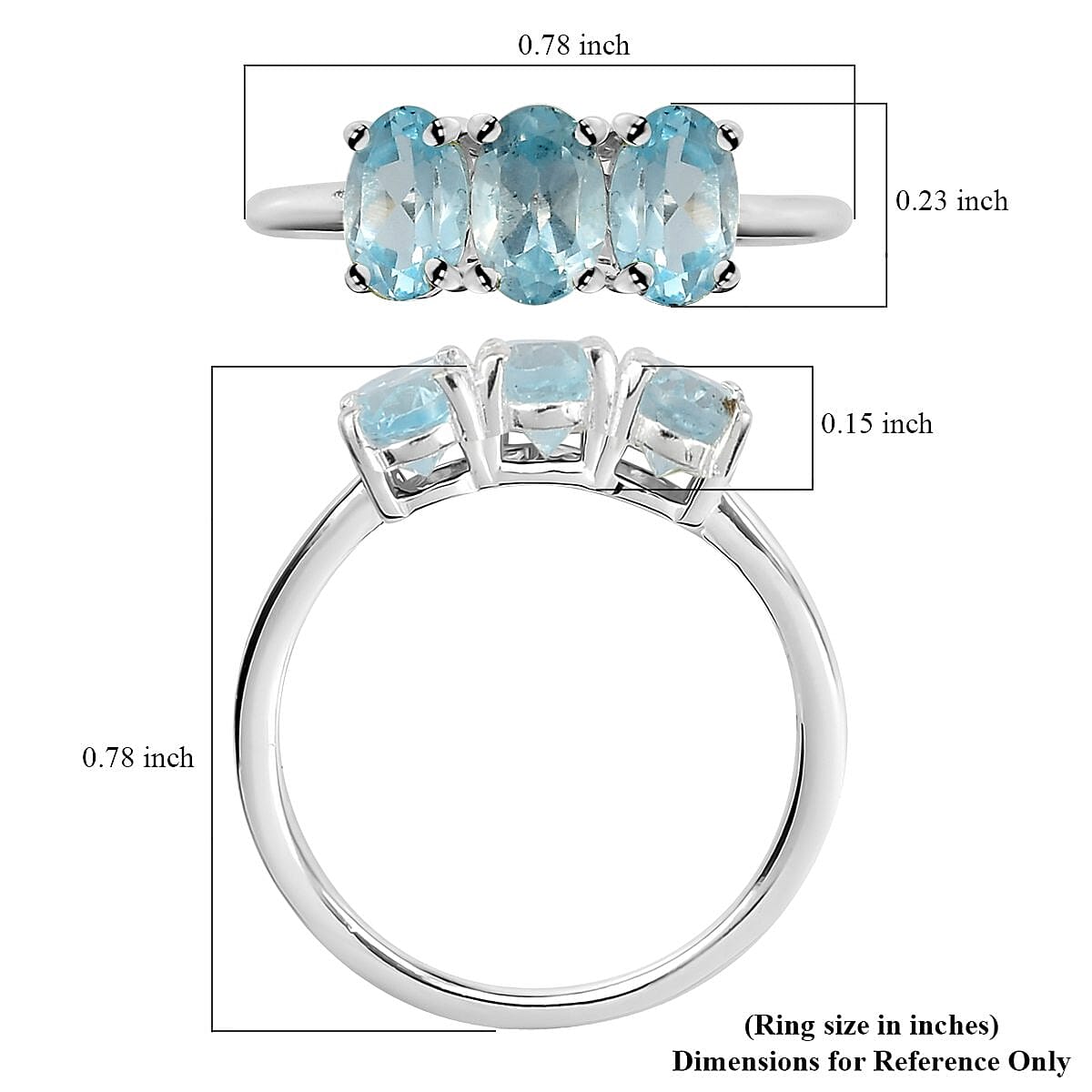 Sky Blue Topaz 3 Stone Ring in Sterling Silver (Size 10.0) 1.75 ctw image number 5