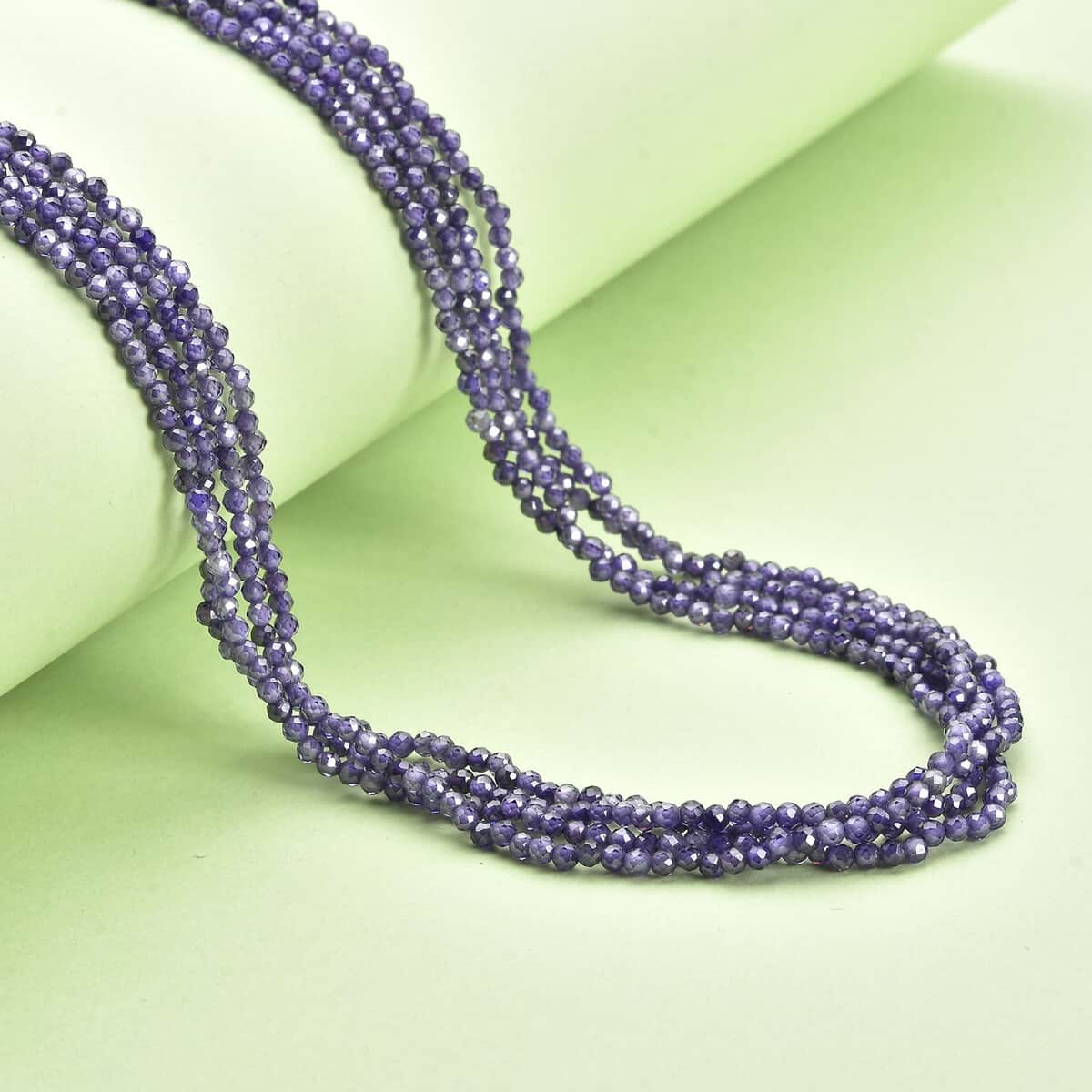 LUSTRO STELLA Finest Amethyst Color CZ Multi Row Beaded Necklace 20 Inches with Lobster Clasp in Rhodium Over Sterling Silver 140.50 ctw image number 1
