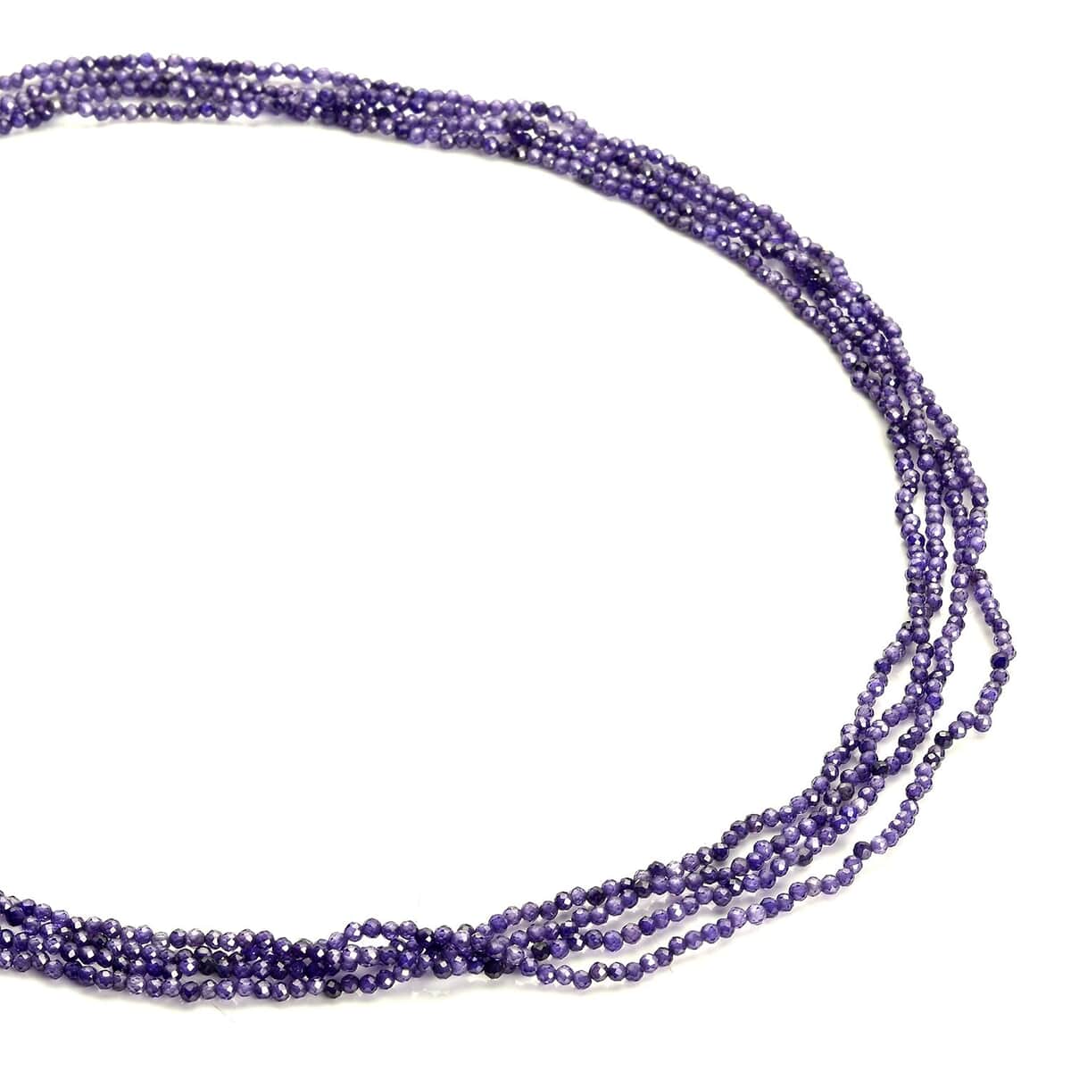 LUSTRO STELLA Finest Amethyst Color CZ Multi Row Beaded Necklace 20 Inches with Lobster Clasp in Rhodium Over Sterling Silver 140.50 ctw image number 2