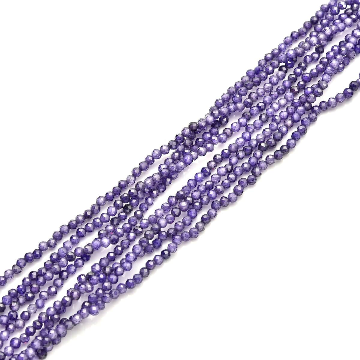 LUSTRO STELLA Finest Amethyst Color CZ Multi Row Beaded Necklace 20 Inches with Lobster Clasp in Rhodium Over Sterling Silver 140.50 ctw image number 3