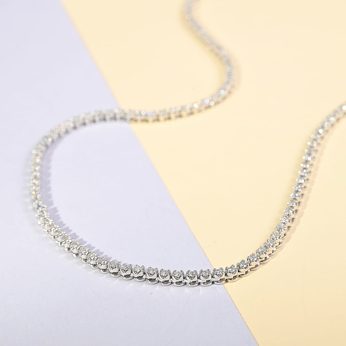One Of A Kind NY Closeout 14K White Gold I-G SI Diamond Eternity Necklace 18 Inches 19.70 Grams 3.00 ctw image number 1